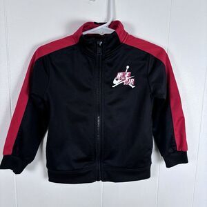 Nike Air Jordan Track‎ Jacket Toddler Size 24mo Black Red Full Zip Athletic